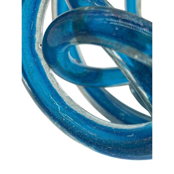 Vintage Art Glass Tangled Knot; Blue with Glittery inclusions; 6" diameter - Picture 6 of 6